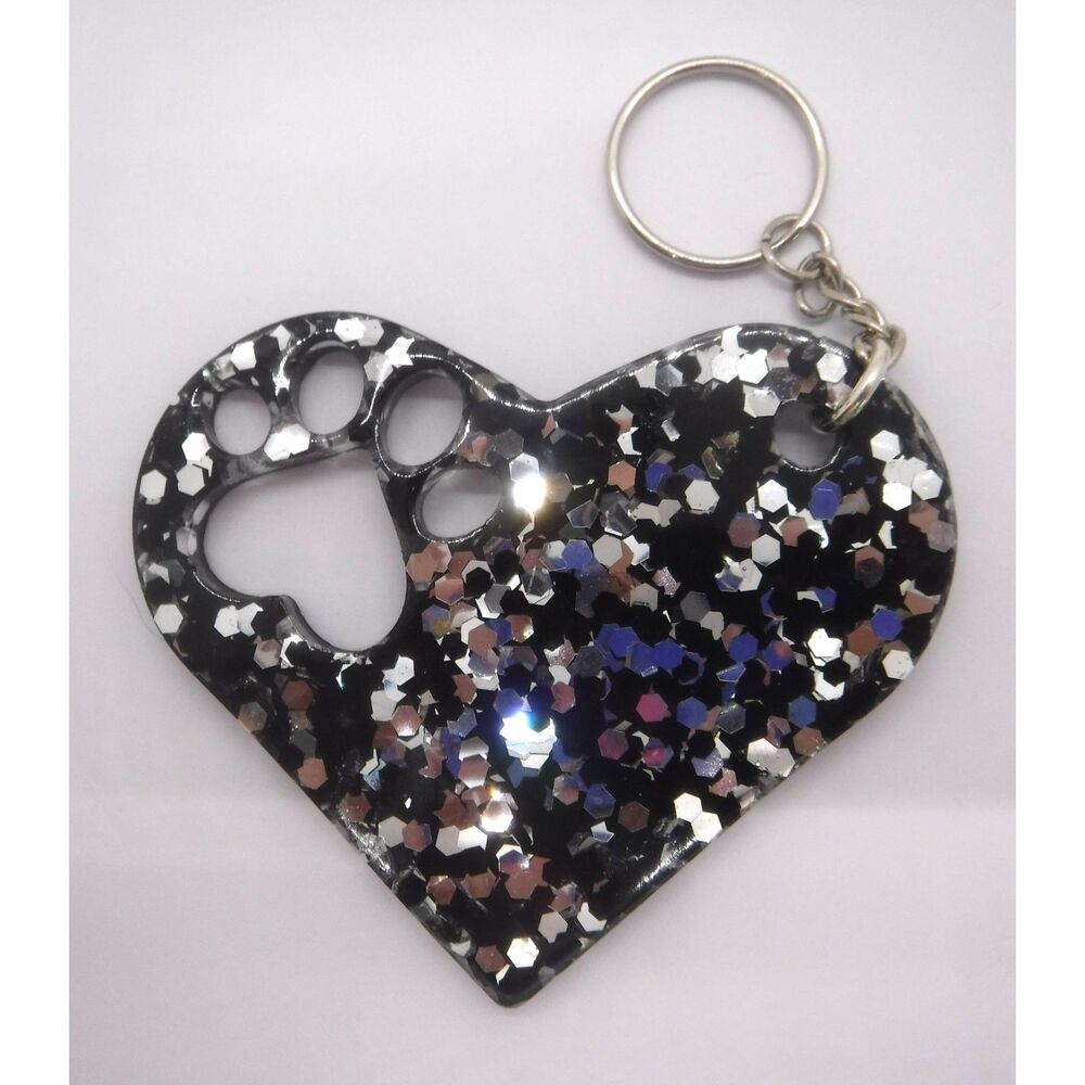 Keychain Heart w/ Paw Print